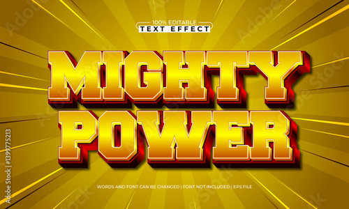 mighty power editable text effect with a super and power text style
