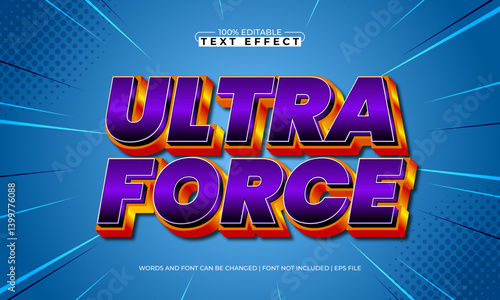 ultra force editable text effect with a super and power text style
