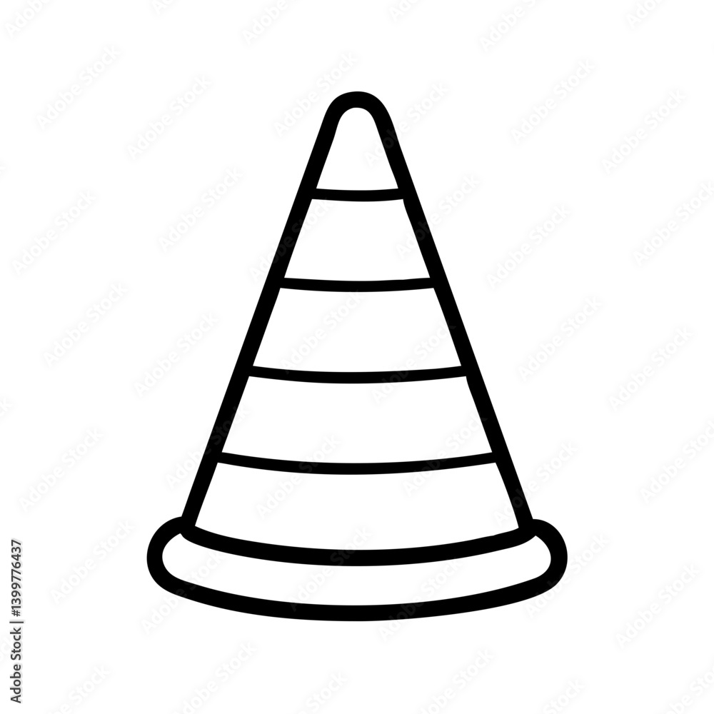 Construction cone outline icon on white background Construction cone outline icon on white background