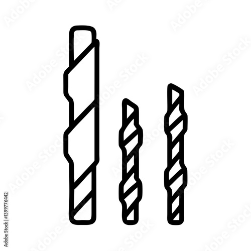 Drill bits in various sizes on a white background