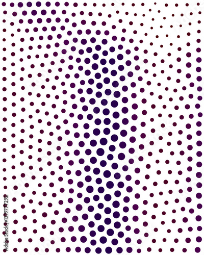 A pattern of overlapping dots in varying shades of purple and red, creating a gradient effect against a white background.