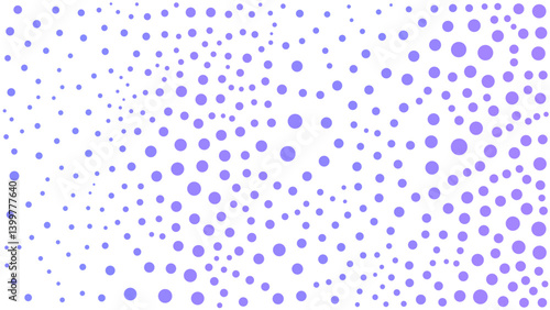 A pattern of varying-sized lavender dots scattered across a white background, creating a soft, abstract design.