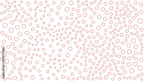 A pattern of various-sized red circles on a white background, creating a whimsical, scattered design.