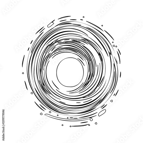 Whirlwind Abstract Sketch, Line Art Vortex Pattern