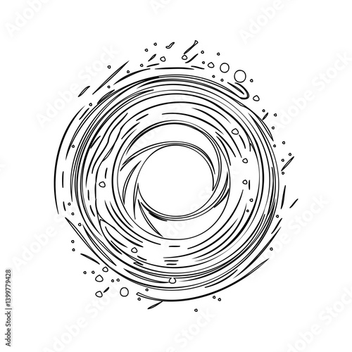 Abstract Conceptual Vortex Swirl Line Art Design
