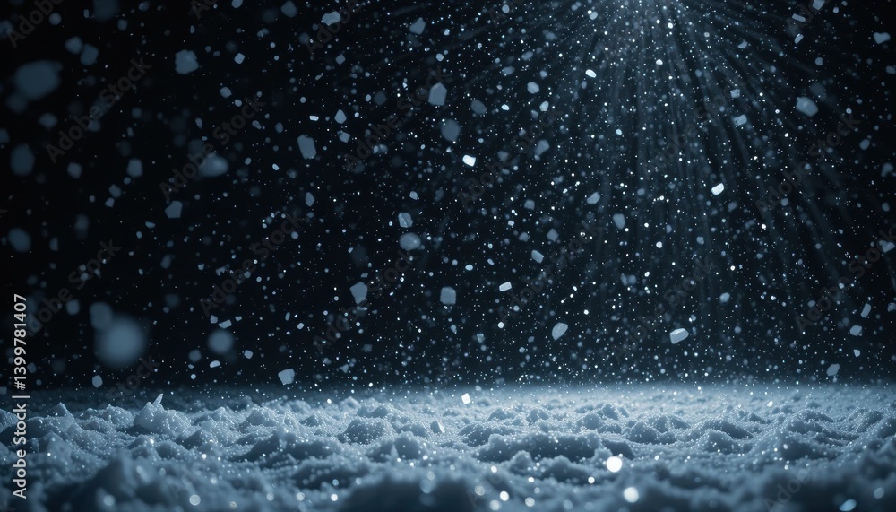 Nocturnal Snowfall: Illuminated Ground, Dark Sky. Nocturnal Snowfall: Illuminated Ground, Dark Sky.