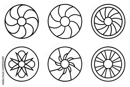 cooling fan line art sleek modern technology concept