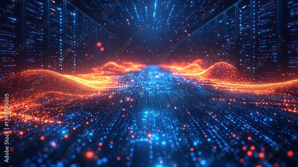 Obraz premium Digital Data Stream: A Futuristic Visualization of Data Flow