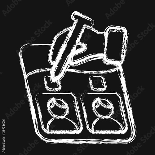 Icon vote on the ballot. Indonesian general election elements. Icons in chalk style. Good for prints, posters, infographics, etc.