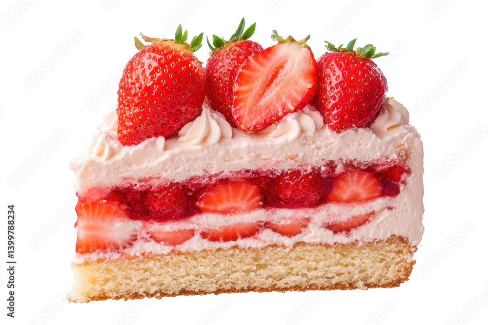 Isolated Strawberry Cake Slice with Cream Isolated Strawberry Cake Slice with Cream
