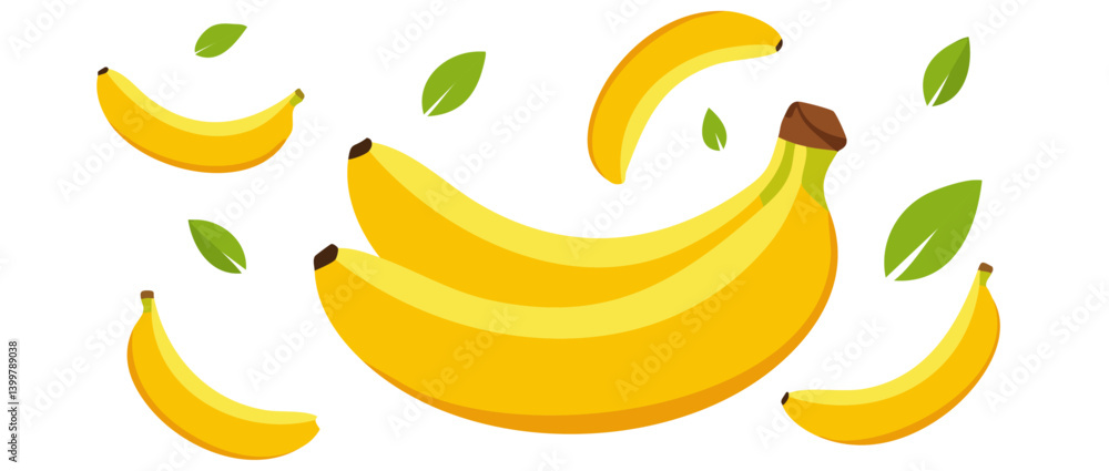 fresh bananas falling vector icon design