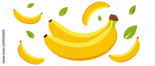 Obraz na płótnie fresh bananas falling vector icon design w salonie