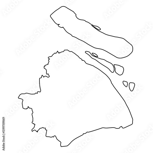 Outline Map of Shanghai wit...