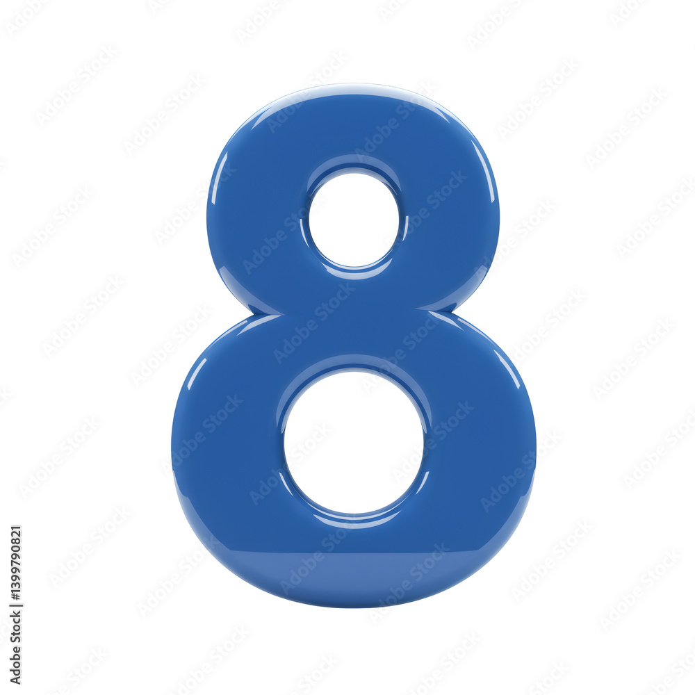 Glossy Blue Number Eight on Transparent Background Glossy Blue Number Eight on Transparent Background