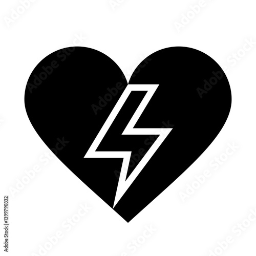 Heart attack icon. Myocardial infarction sign. Cardiovascular disease symbol.