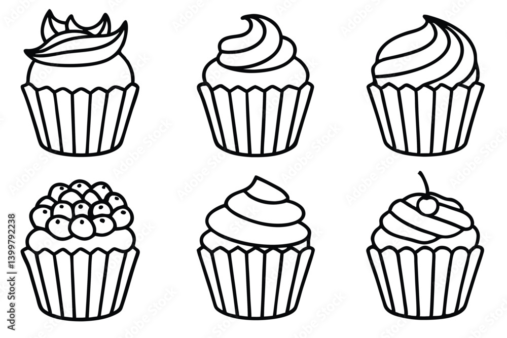 cupcakes line art artistic playful sweet cake sketch drawing cupcakes line art artistic playful sweet cake sketch drawing
