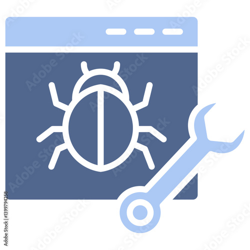 Bug Fixing Flat Blue Icon