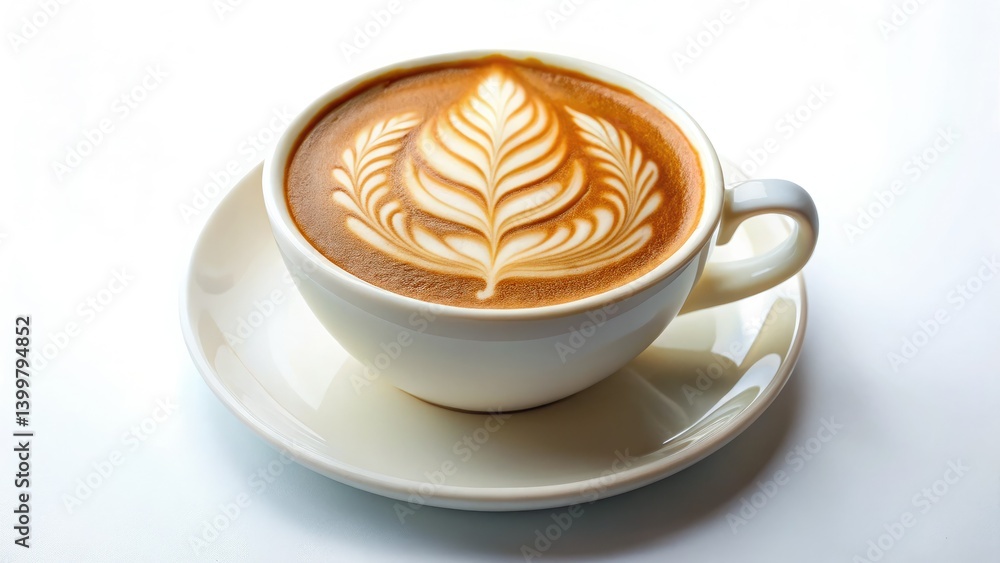 Stunning Latte Art Photography: Intricate Leaf Design in Creamy Coffee Stunning Latte Art Photography: Intricate Leaf Design in Creamy Coffee