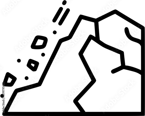 Landslide in outline icon style, Water Related Disasters theme.