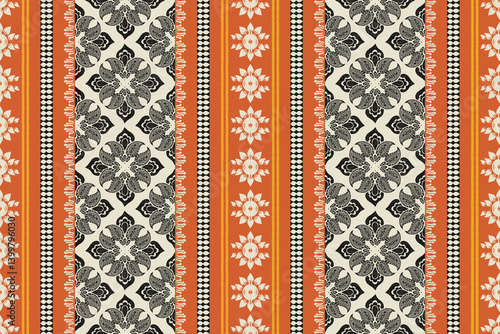 Saree Sarong Motifs Ikat floral paisley embroidery floral.ikat ethnic oriental pattern traditional.Ikat embroidery style abstract embroidery design for texture, fabric, clothing, wrapping, decoration
