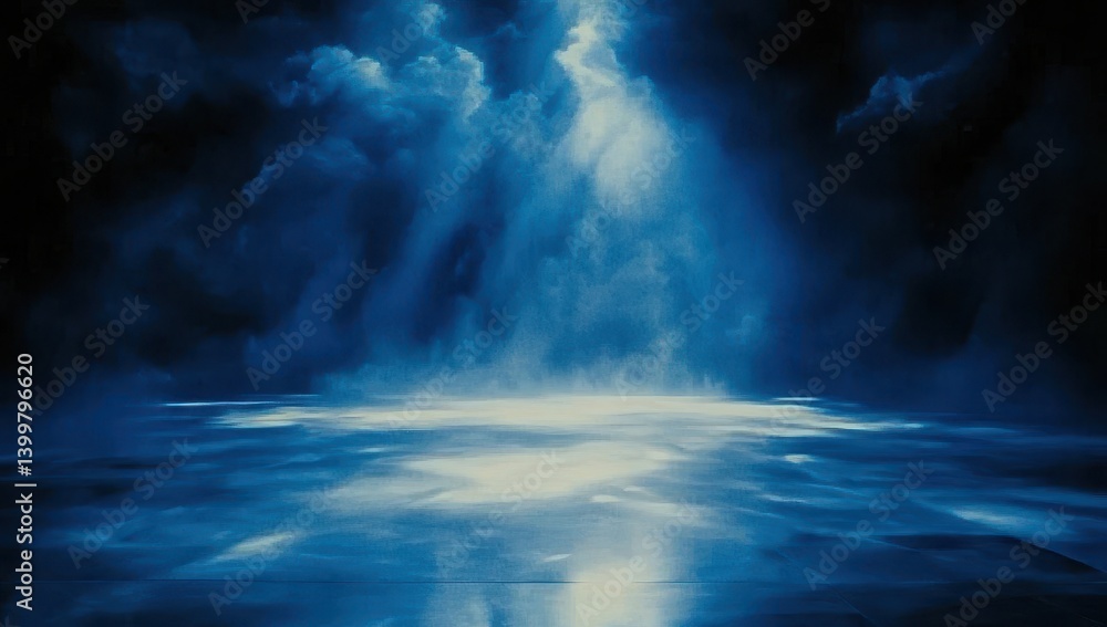 Dark blue dramatic stage lighting