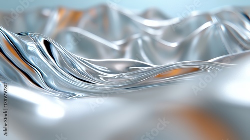 Abstract liquid metal flowing forms