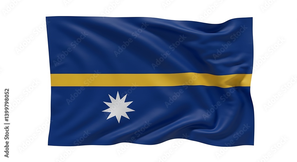 Fototapeta premium Nauru Flag Undulating In The Wind AI Generated