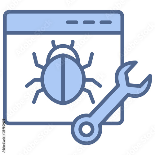 Bug Fixing Blue Icon
