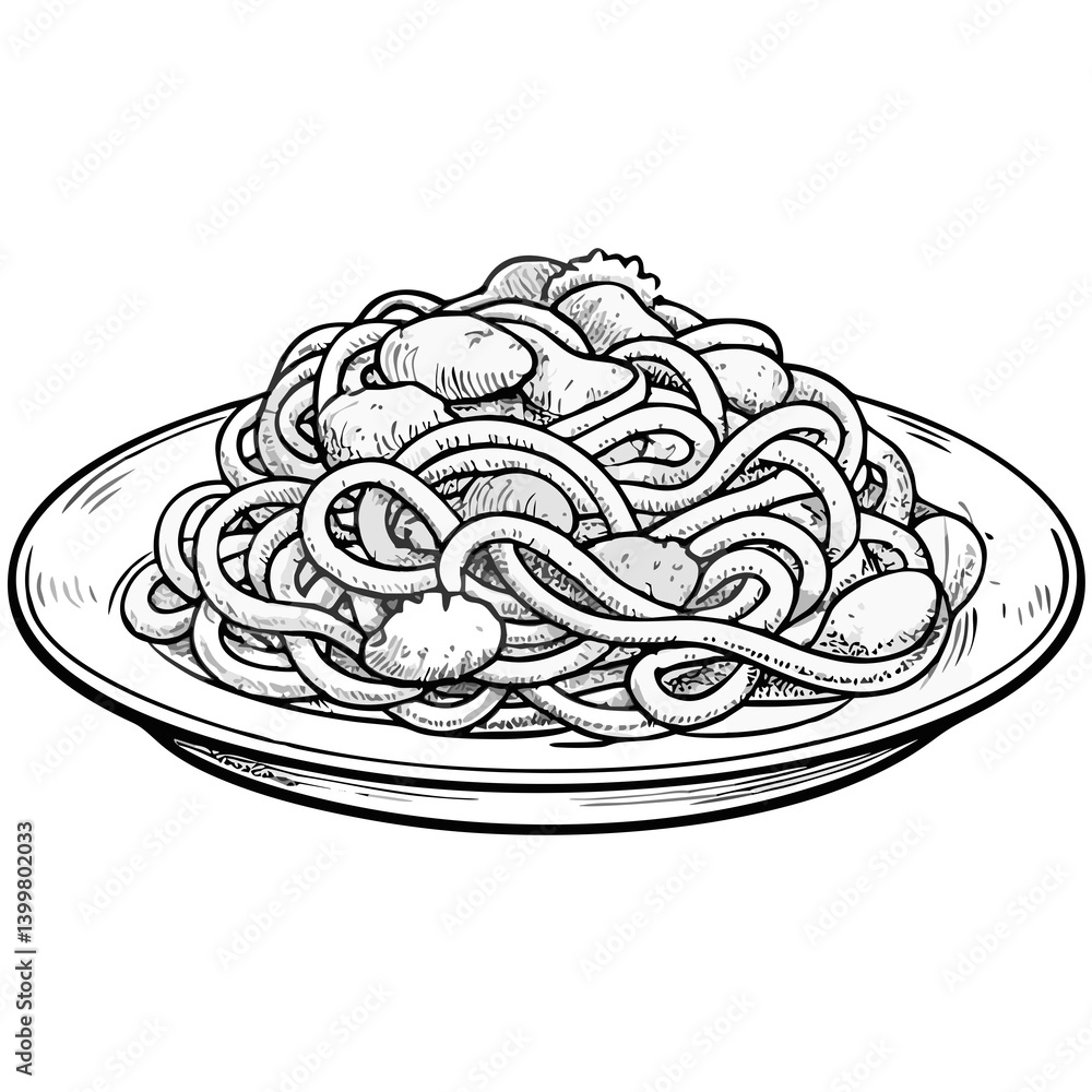 Spaghetti Bolognese Illustration on Plate for Recipe Blogs, Culinary Websites, Food Menus, and Cooking Tutorials Spaghetti Bolognese Illustration on Plate for Recipe Blogs, Culinary Websites, Food Menus, and Cooking Tutorials