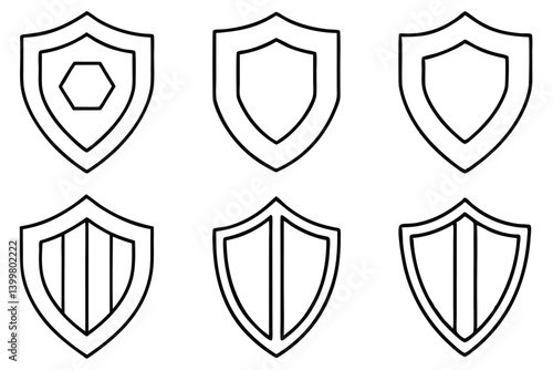 cybersecurity shiel line art digital security concept graphic