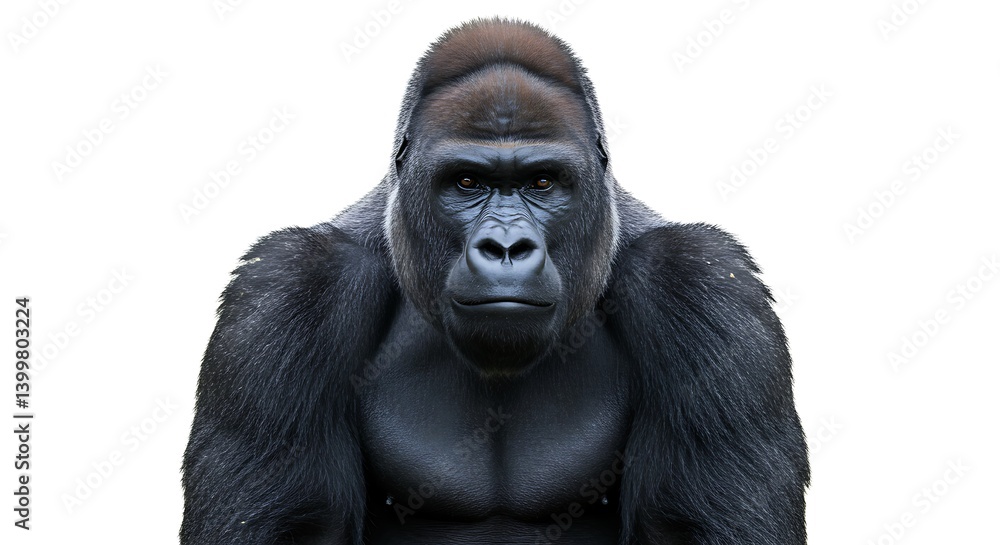 Obraz premium Powerful Gorilla Portrait: A Striking Wildlife Image AI Generated