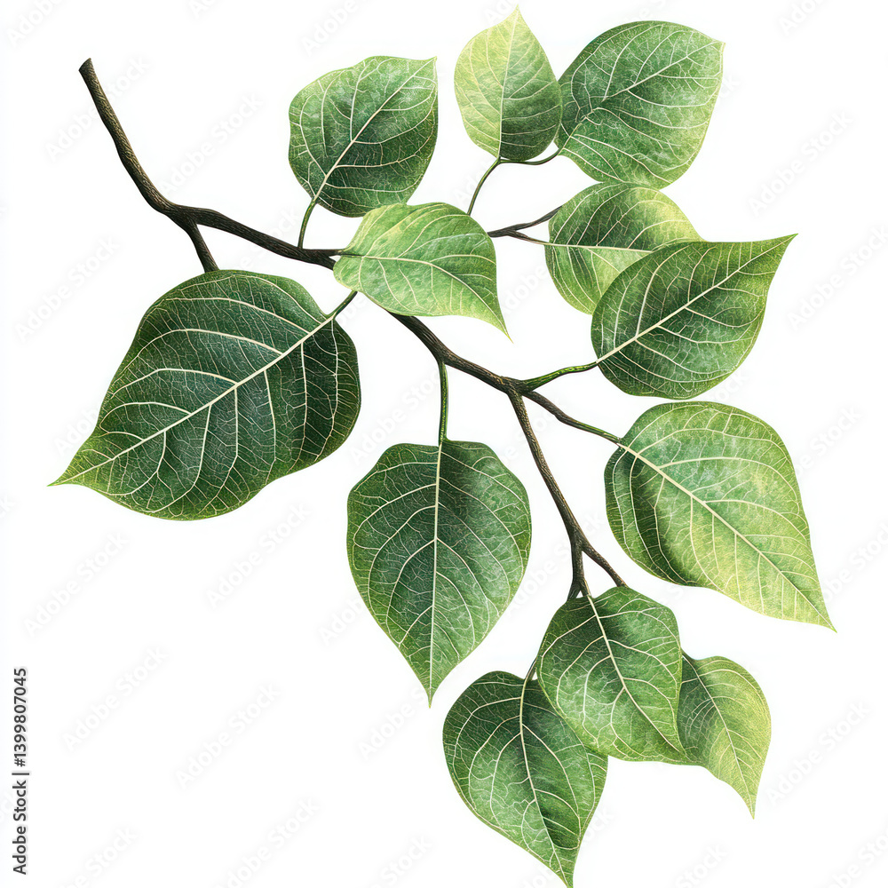 Naklejka premium green leaves isolated on white