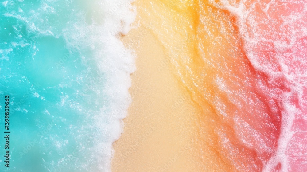 Fototapeta premium Vibrant Summer Beach with Energetic Waves and Soft Sandy Shore