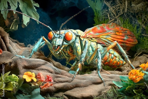 Insects crawling on skin - nightmares, bad dreams: abstract image of physical state. Horror fantasy. Dreadful sleep. Metaphorical insects crawling on skin perceptions of fear and despair.