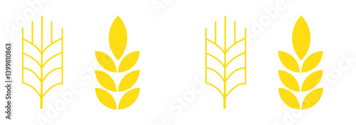 Set of Gluten free label vector icons set. No wheat symbols templates design for gluten free food package or dietetic product nutrition sign. Vector Illustration. Vector Graphic
