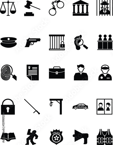 set of icons, crime and justice icons set vector illustration