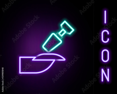 Glowing neon line Milling cutter for manicure icon isolated on black background. Apparatus for manicure. Manicure tools. Colorful outline concept. Vector