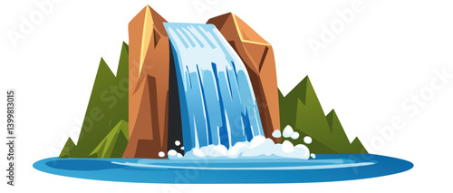 Obraz na płótnie illustration of a rock with waterfall landscape vector icon design w salonie