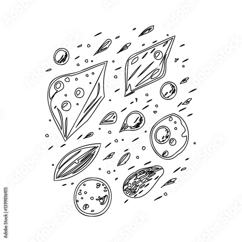 Cellular Diversity Line Art with Geometric Shapes