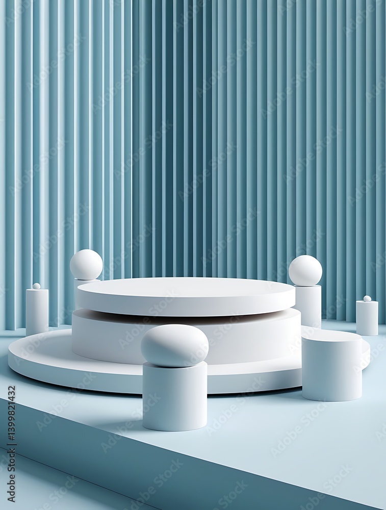 Minimal abstract scene with geometric podiums and spheres in a monochrome blue setting, perfect for product display, modern branding, and clean design backgrounds
Minimal abstract scene with geometric podiums and spheres in a monochrome blue setting, perfect for product display, modern branding, and clean design backgrounds