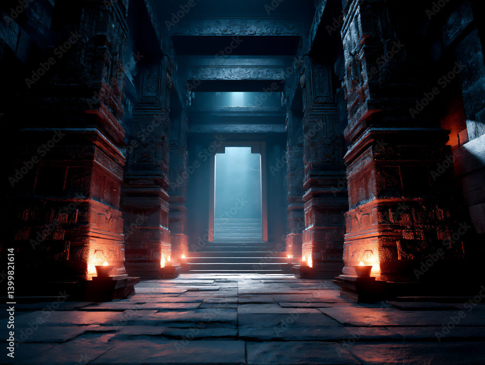 Obraz premium name: breathtaking interior of ancient guardian temple