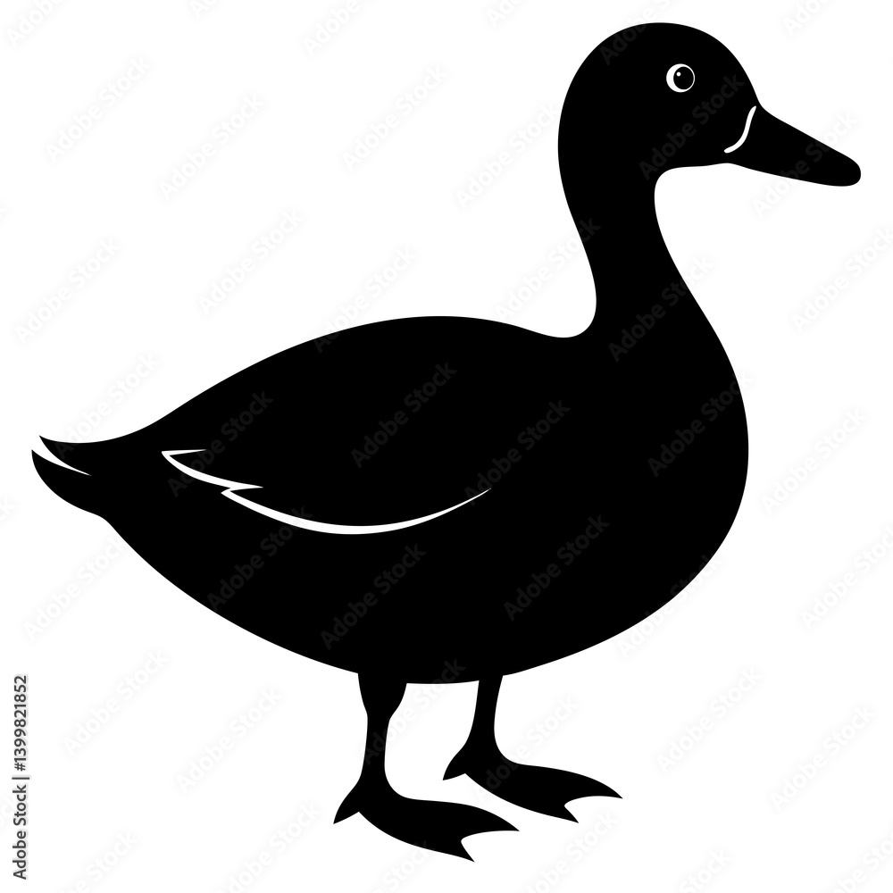 A duck silhouette vector illustration on white background A duck silhouette vector illustration on white background