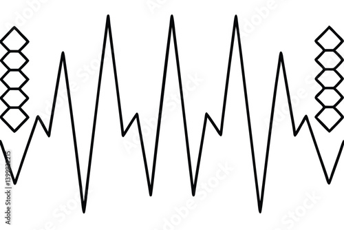 Seismograph line art hand drawn earthquake measuring device