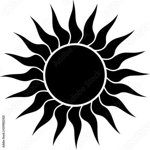 a sun silhutte vector art illustration on white baground