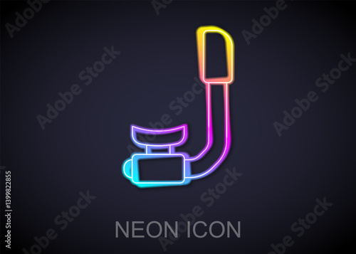 Glowing neon line Snorkel icon isolated on black background. Diving underwater equipment. Vector