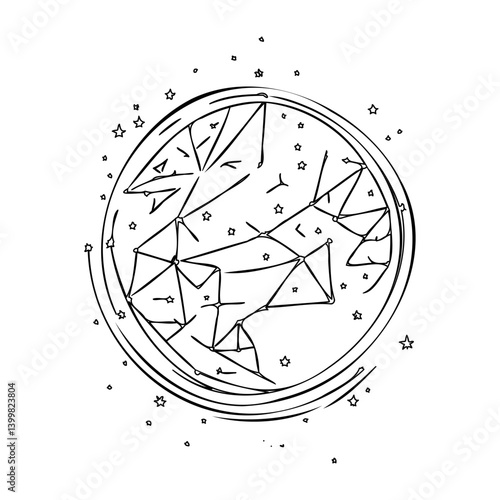 Linear constellation within a celestial sphere