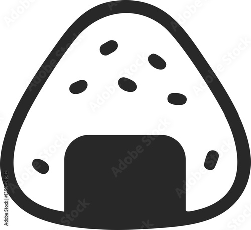 Japanese rice ball onigiri solid food icon vector.