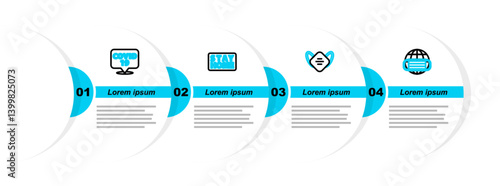 Set line Earth with medical mask, Medical protective, Stay home and Corona virus on location icon. Vector