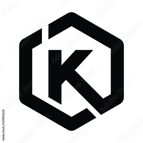 Free Download Letter K Logo Hexagon, Branding design logo K, Monogram K logo black and white	 - GFXLoad