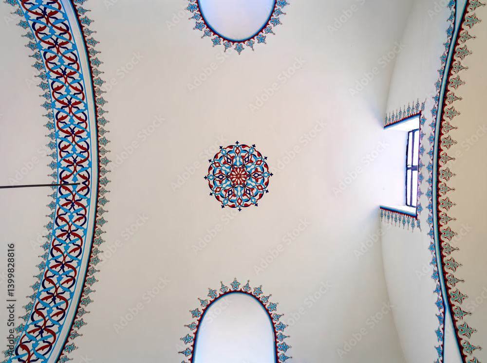 Intricate Ottoman design on the ceiling, covered street in Istanbul Grand Bazaar